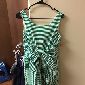 Green and White-Striped Classic Preppy Dress.